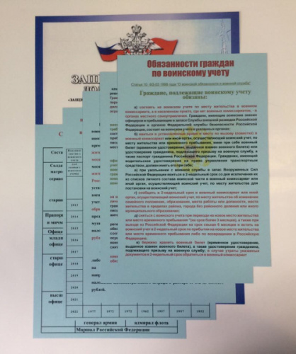 Комплект наглядной агитации «Справочно-информационный материал по воинскому учету для граждан, работающих в организации» в Москве